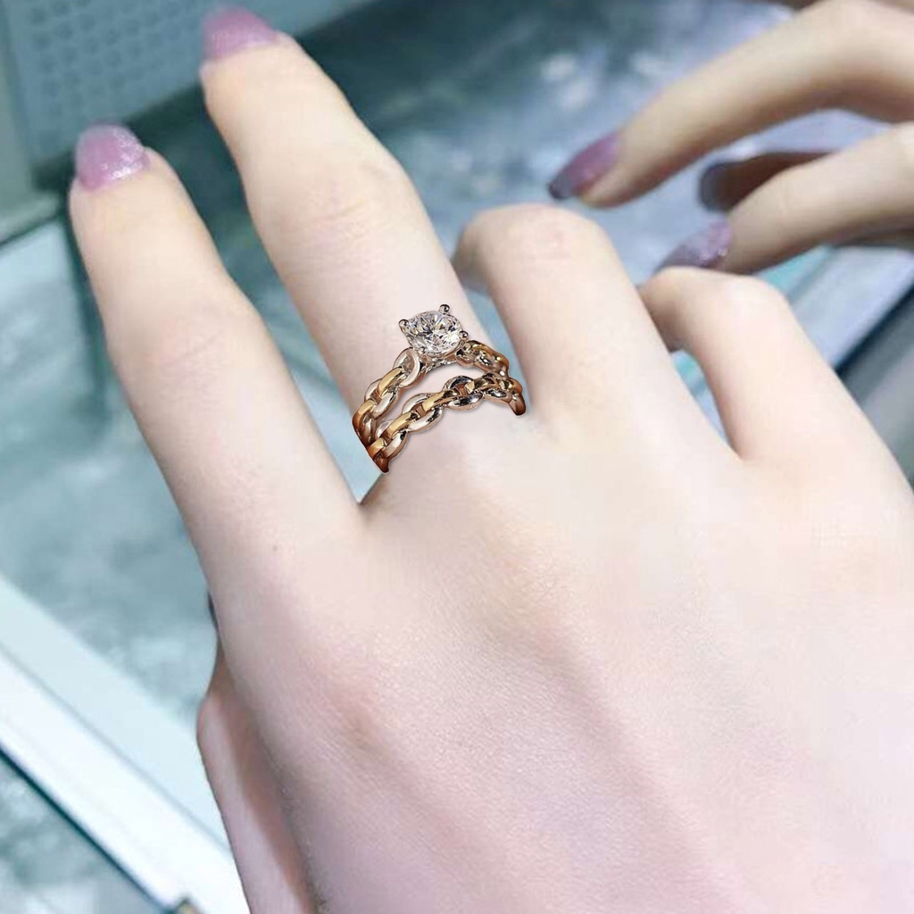 Hu Hu Hu Hu Hu Alat Bantu Pasang Kacamata♡ 2pcs / Set Cincin Pernikahan Bahan Alloy Hias Berlian Imitasi Untuk Wanita