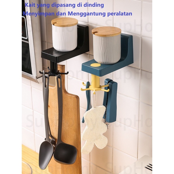 Peralatan Dapur Rak Kait Gantung Spatula Peralatan Dapur Perlengkapan Rumah Peralatan Memasak Universal 360 Derajat Rotasi Kait Dapur Organizer Penyimpanan Organizer Kamar Mandi Organizer 6 Cakar Gantung