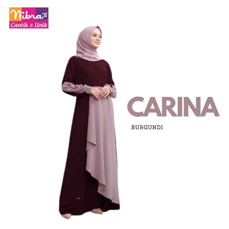 sarimbit carina ,gamis carina nibras,gamis carina burgundri