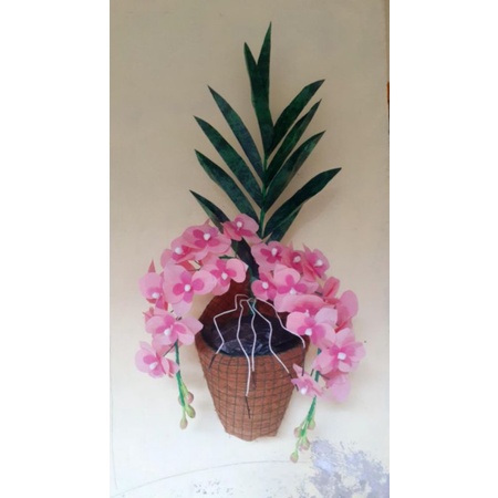 Bunga/kembang hias plastik kresek dinding