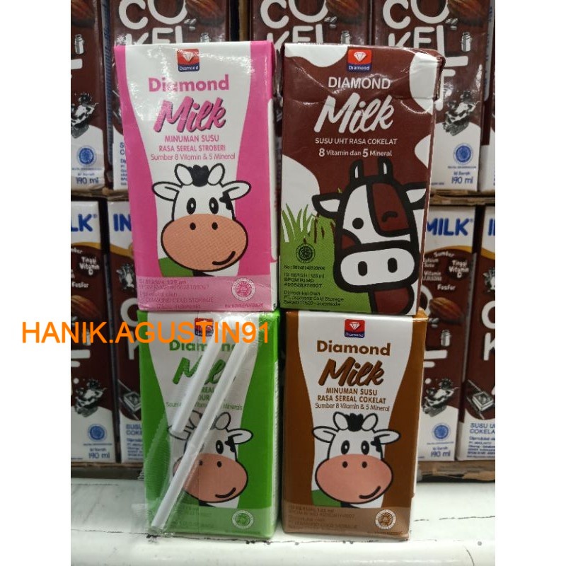 

Diamond Milk Susu Cereal 125ml Rasa Coklat , Strawberry, plain,coklat sereal