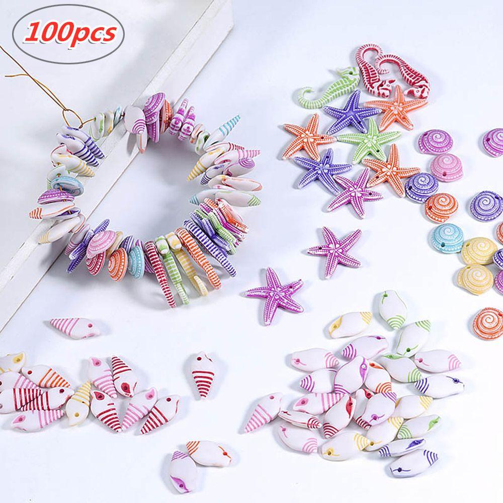 Preva 100 Pcs/Lot Tema Laut Liontin Fashion Gelang Kaki Gelang Kalung Kerajinan Akrilik Handmade Aksesoris