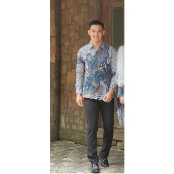 Batik Pria Lengan Panjang BATIK AZMIL HRB026 motif AKITA JERUJI Kode 002 size M L XL XXL Reguler