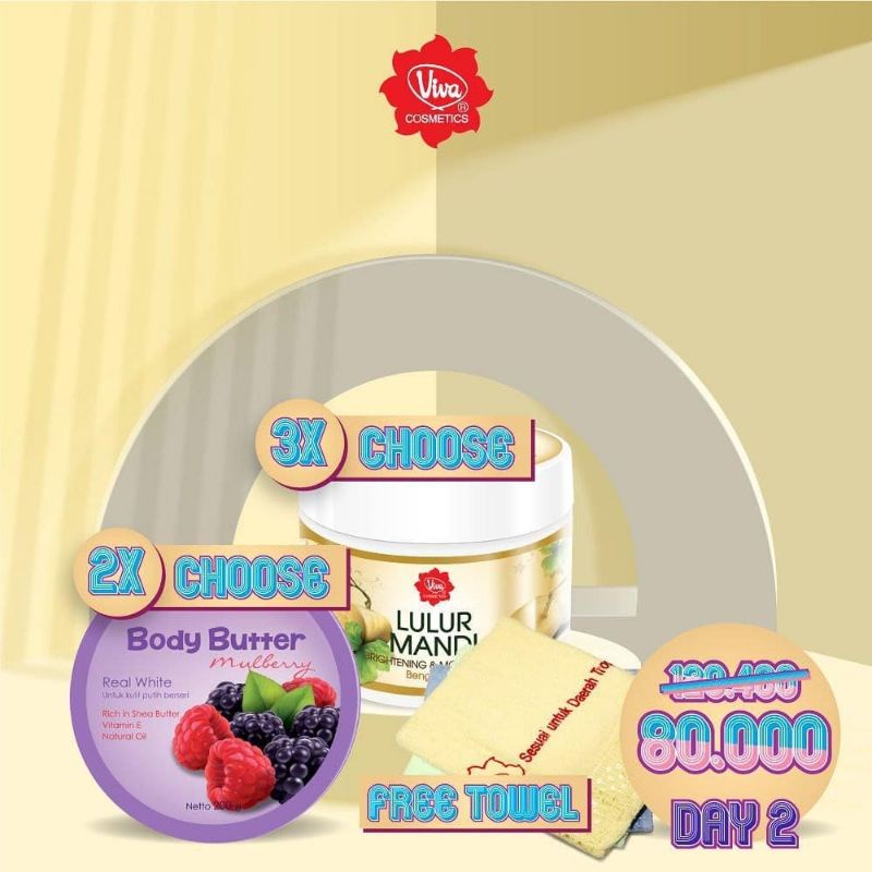 Paket 3 Lulur Mandi 2 Body Butter Viva