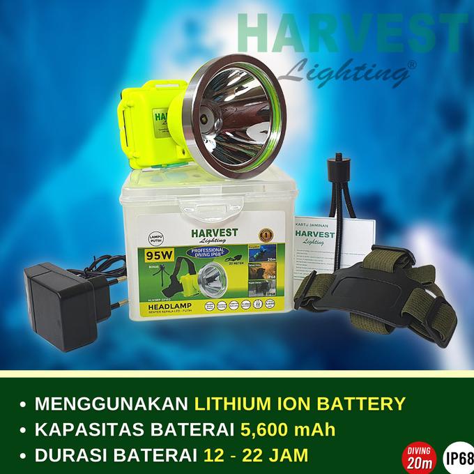 95W HEADLAMP PROFESSIONAL DIVING IP68 HARVEST LED SENTER KEPALA SELAM