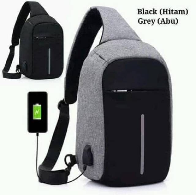 Tas Selempang slempang Anti maling thief smart sling bag theft USB port