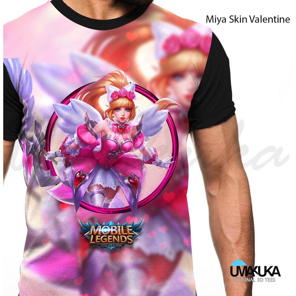 ML Miya Skin Valentine T-Shirt Kaos Baju 3D Anak Karakter Mobile Legends Full Print Umakuka Original
