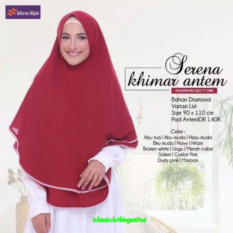 Hijab Jilbab Serena Khimar Antem - DZ - GON - FX - Warna Salem & Pink