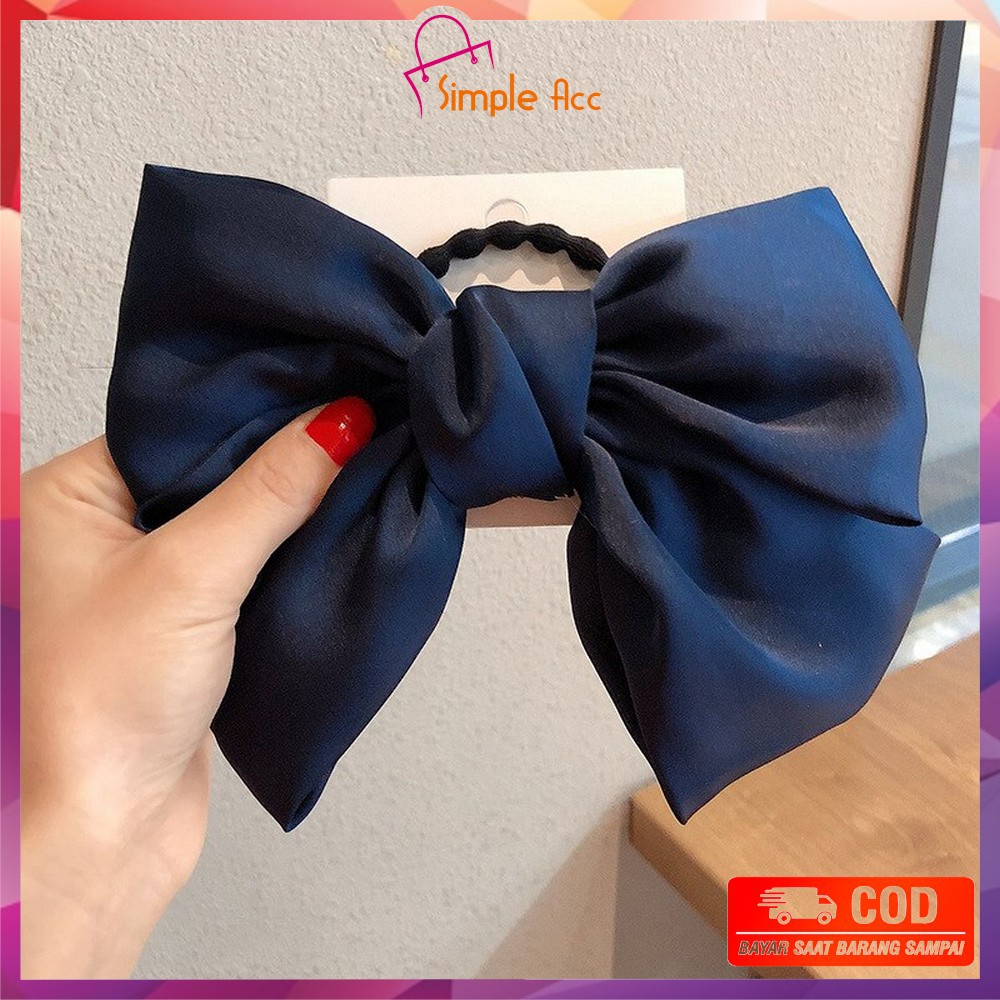~COD~DO-C160 Ikat Rambut Pita Besar Kuncir Rambut Hairband Aksesoris Wanita Kunciran Rambut Korea-PITA NAVY