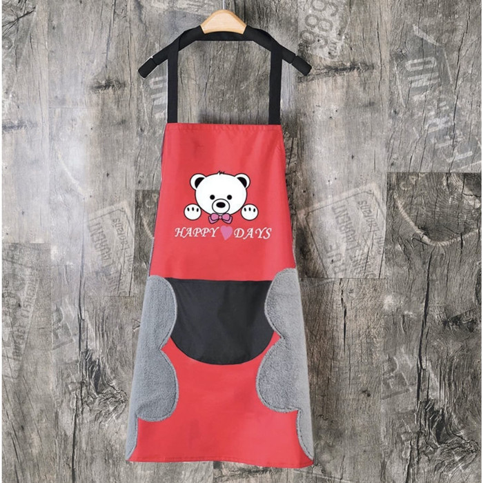 Celemek Masak BEAR Apron Dapur Anti Air Minyak bisa Lap Tangan PREMIUM - BEARMERAH