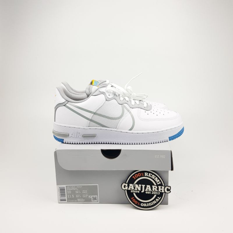 Nike Air Force 1 AF1 React Light Smoke Grey Original BNIB Resmi
