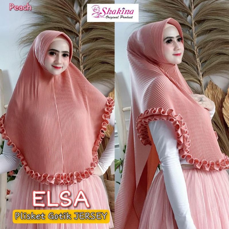 Jilbab Maryam Plisket Elsa Rempel Simpel Original Shakina-Peach