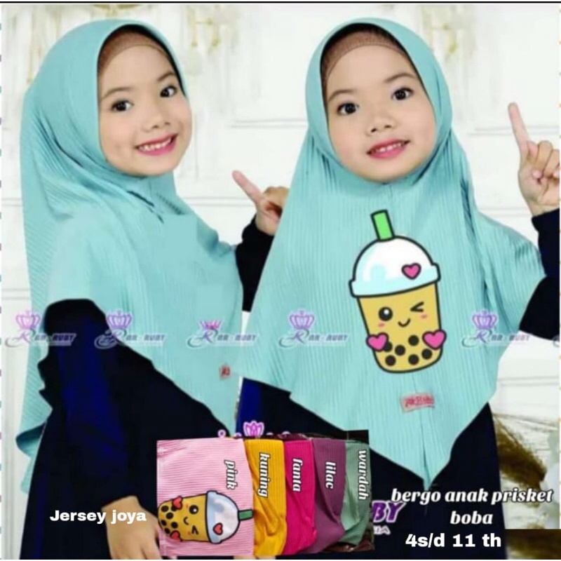 Hijab Murah Jilbab Bergo Anak Plisket Boba
