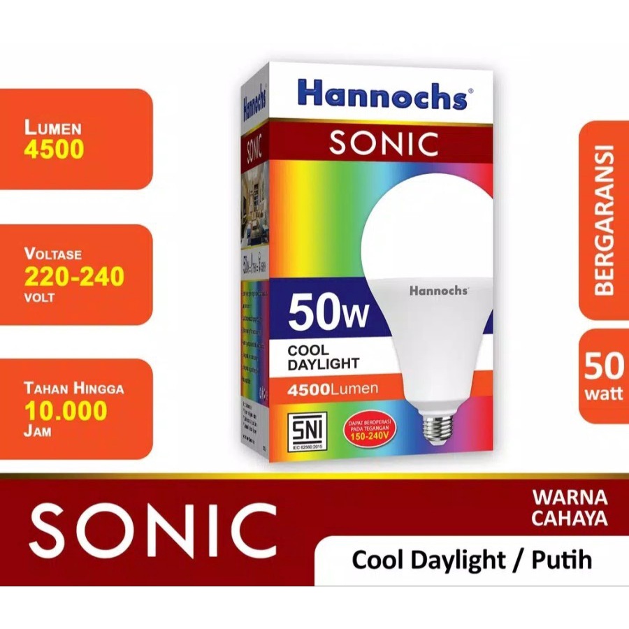 Hannochs SONIC LED Bulb 50 Watt 50watt - Bola Lampu Bohlam LED