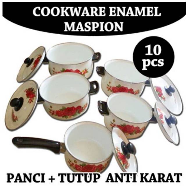 MASPION Panci Set England Porcelain Enamel 10 Pcs