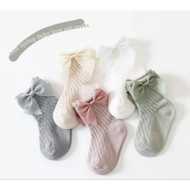 (Ganbaru) Kaos kaki pita anak perempuan | kaos kaki bayi korea style |  premium baby socks warna pastel