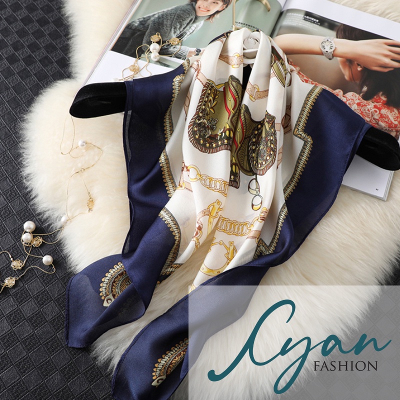 &quot;Praline&quot; 70x70 cm scarf, Scarf Leher, Scarf Tas, Bahan High Grade Silk Immitation