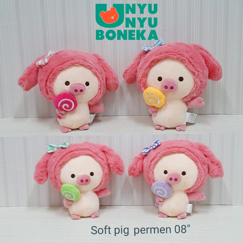 Import Boneka Cute soft pig permen souvenir kado ultah pig babi