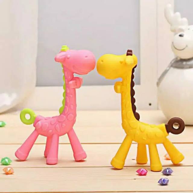 GIGITAN BAYI JERAPAH Teether Giraffe Gigitan Bayi Jerapah baby kids ange silicone kuning pink