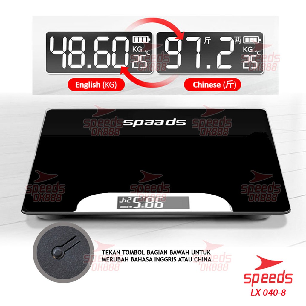 speeds timbangan badan digital 180kg scale kaca berat original 040 8