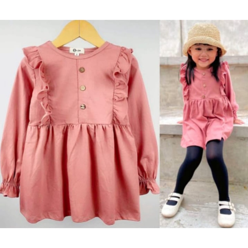 BEFAST - ZTL OOTD Dress Anak HANNY / dress anak hamida / Pakaian Anak Perempuan / Dress Crincle Anak-Anak / Atasan Lengan Panjang / Fashion Anak Kekinian 2022 / Dress Polos Casual Anak / Terbaru 2022 / Outfit Korean Style Anak Perempuan