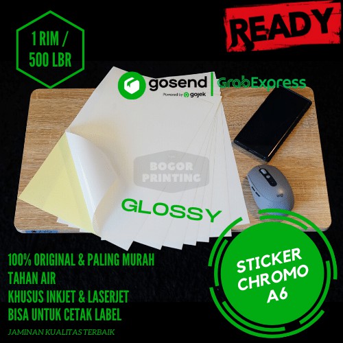 Kertas Stiker Chromo Glossy A6 - 500 lbr / Kertas Stiker / Sticker Cromo