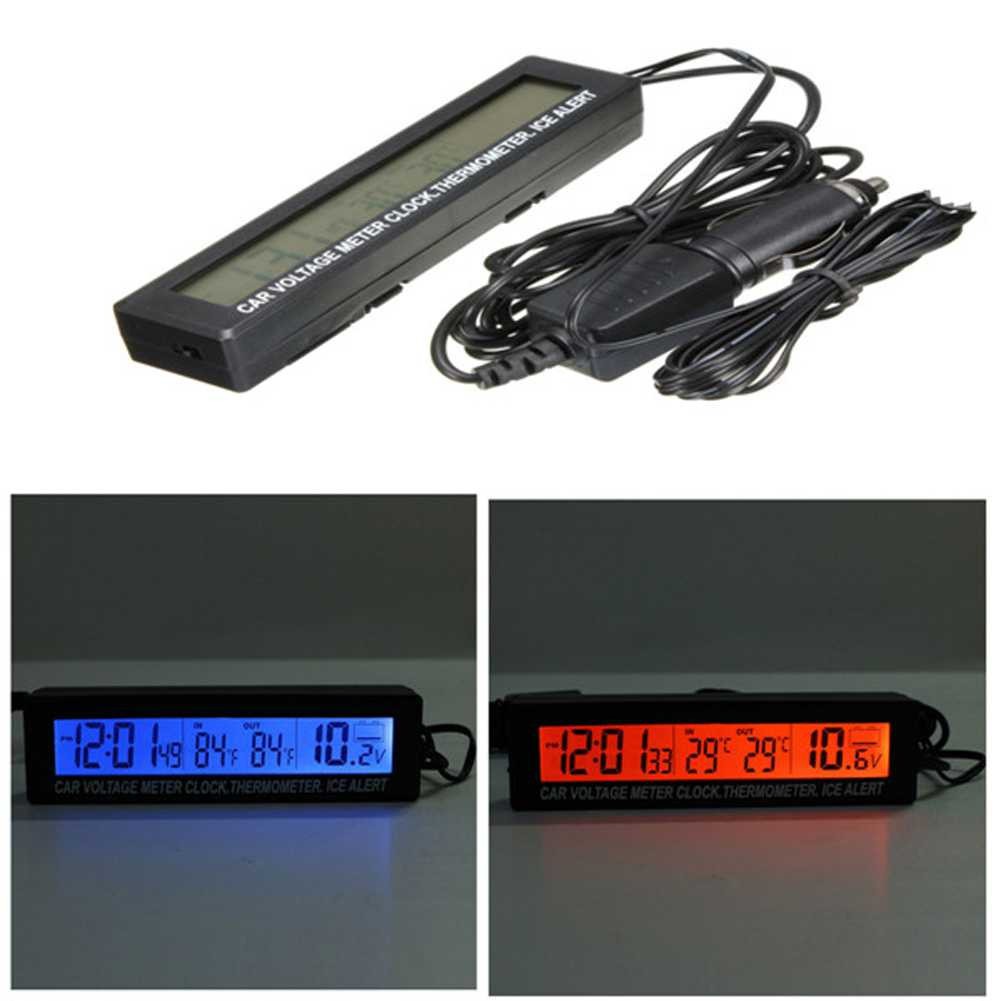 Bergaransi ! Jam Digital LCD Mobil dengan Thermometer + Battery Voltage Monitor