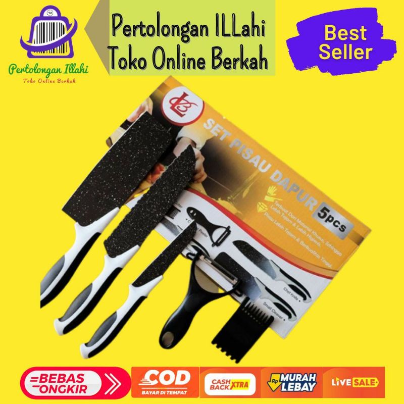 pisau dapur 5 set lengkap cocok buat masak sayuran daging bumbu buah aneka masakan kuliner