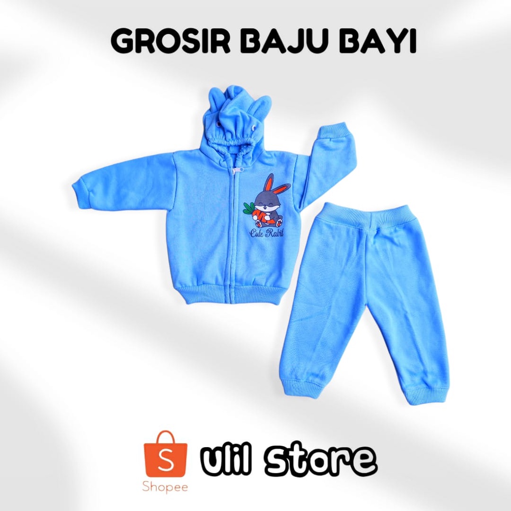 Setelan Jaket Bayi Anak 3 - 18 Bulan, Setelan Sweater Anak CUTE RABBIT, Sweater Bayi Celana Joger-2