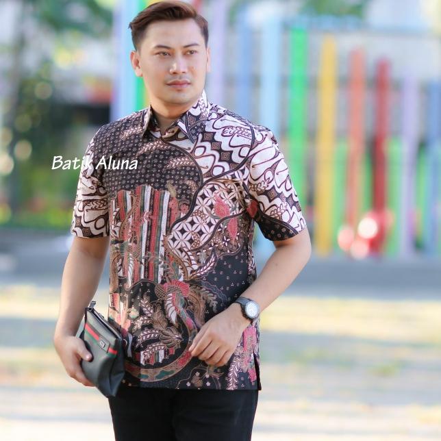 GV9 Baju Batik Pria Lengan Pendek Batik Prabuseno Pria Original Antasena Keris Aluna Kemeja Premium