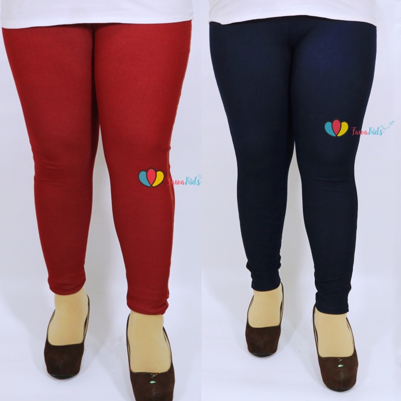 Jegging Jeans Dewasa fit to XXL Tanpa Kantong /  Dalaman Bahan Panjang Big Size Xtra Large Jumbo Ketat