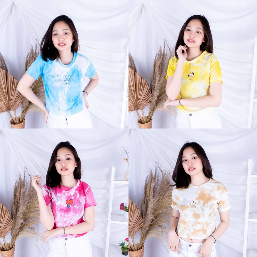 VANILLESHOP - Tie Dye TSHIRT BTS Kaos Korean Kpop Karakter Korea