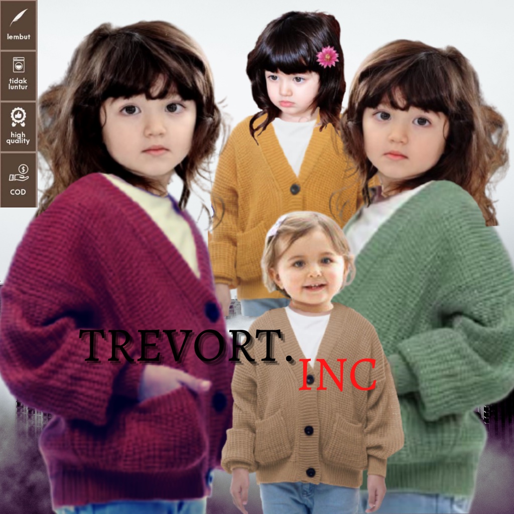 [BARU]Cardigan LOCY Anak/Rajut Cardigan Polos anak perempuan/Deandra Bahan Rajut Halus dan Tebal