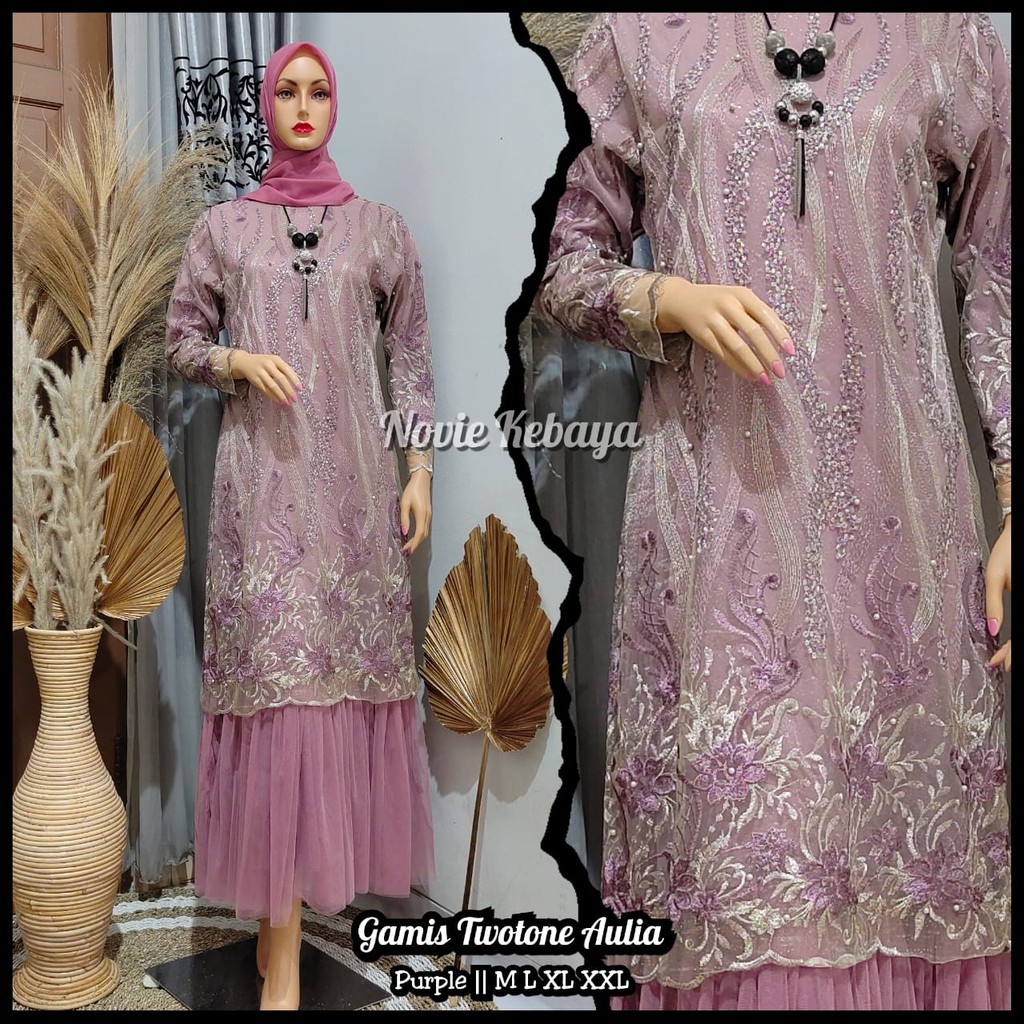 Gamis Tutu Tulle / Tille Wanita Two Tone Aulia Aneka Pilihan Warna