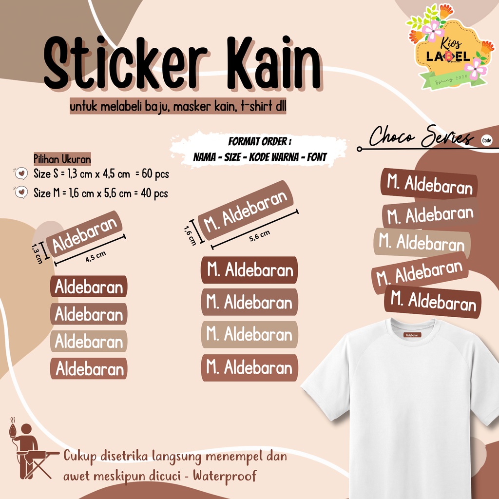 [BISA SATUAN] Label Nama Baju , Label Nama Kain, Label Setrika, Iron-On Label Polos (Bestseller)