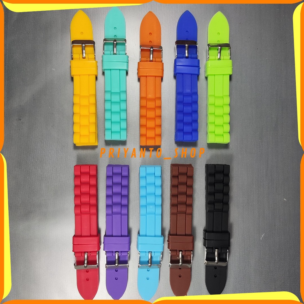 Tali Karet Jam Tangan Strap Rubber silicone 18mm warna bagus