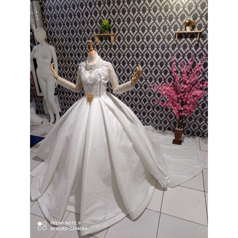 KHUSUS PO GAUN PENGANTIN JUMBO BIG SIZE BARBIE AKAD BALLGOWN MEKAR GAUN PENGANTIN AKAD EKOR PANJANG