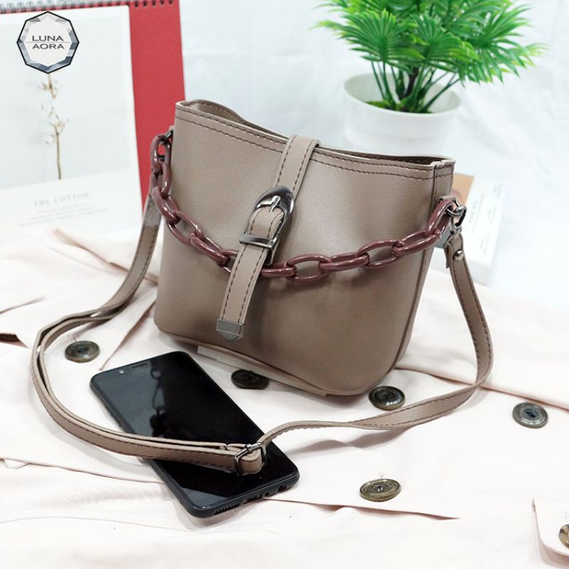 totebag aurora wanita rantai korea kekinian tas bahu wanita tas ootd