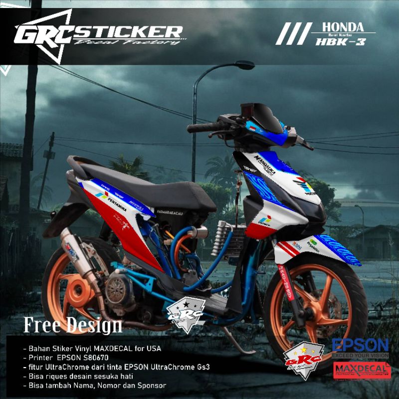 Decal Sticker Honda beat karbu motif Mandalika