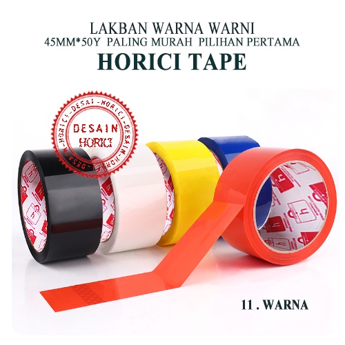 ISOLASI HORICI TAPE Perekat Murah Super Kuat /45mmx50Y LAKBAN Plastik WARNA-WARNI