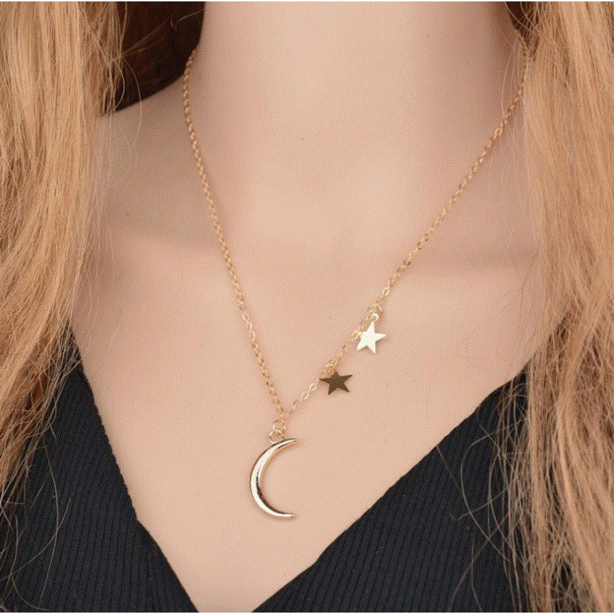 Kalung Wanita MOON STAR Korea Fashion Women Necklace Titanium Alloy Bulan Bintang Aksesoris Cewe