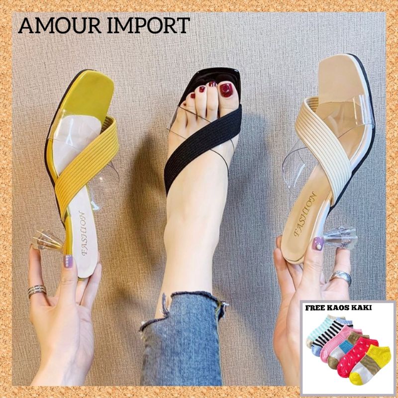 ( AMOUR ) High Heels Wanita Fashion Korea Kekinian 411A