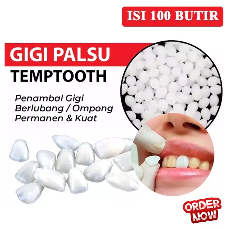 BEAUTY JAYA - [100 BUTIR]  Penutup Gigi Berlubang SUPER KUAT 100% ORIGINAL Penambal Gigi Berlubang Gigi Palsu Atas Bawah Murah