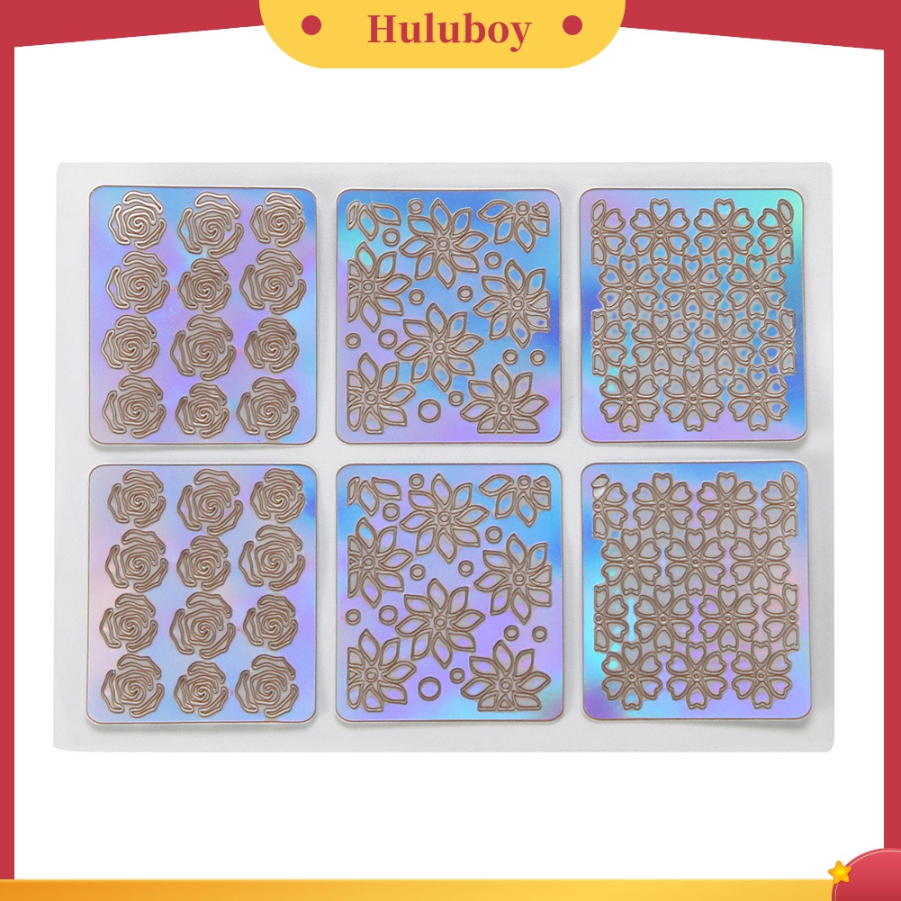Huluboy Huluboy♡ 12 Lembar Cetakan Stempel Kuku Motif Garis Gelombang Hollow Untuk Manicure