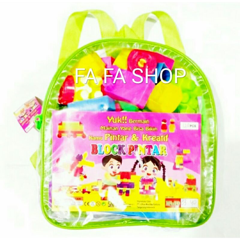 MAINAN ANAK EDUKASI BLOCK PINTAR / BLOCK SUSUN HANLO ISI 40 PCS / BLOCK SUSUN HANLO 8340