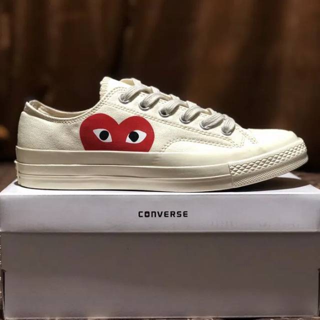 converse x cdg low white