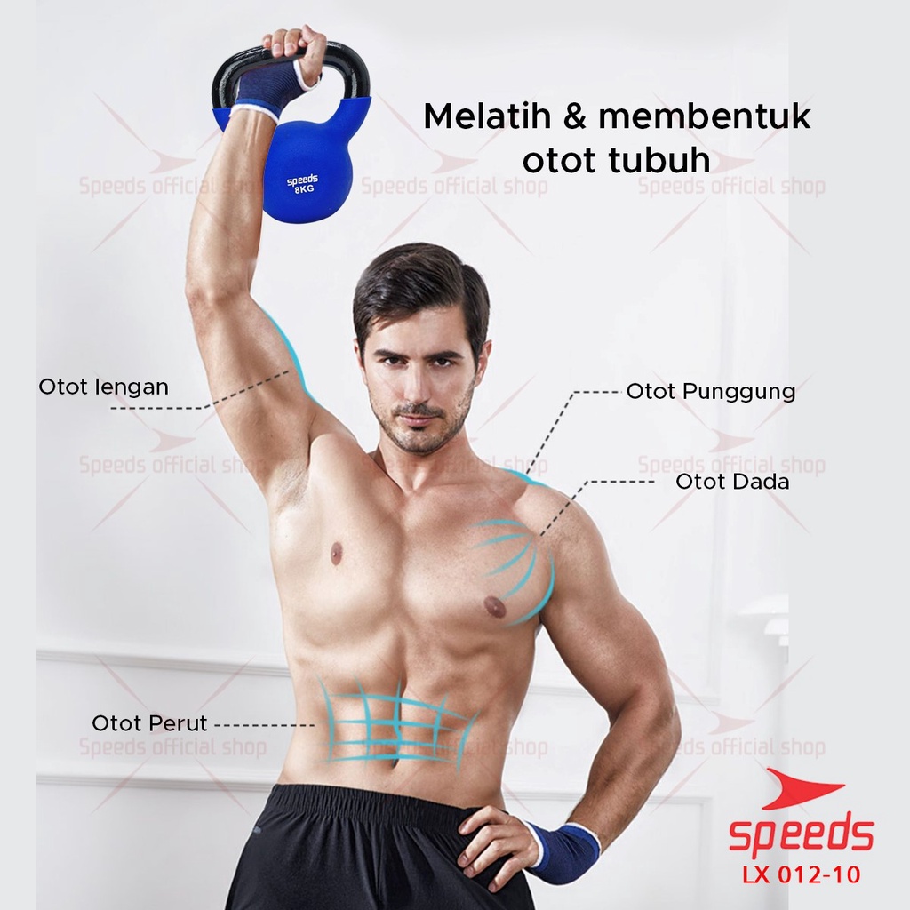 SPEEDS Dumbell Barbel Kettle Alat untuk Membuat Otot Tangan Yoga Barbell Gym 012-10 8kg