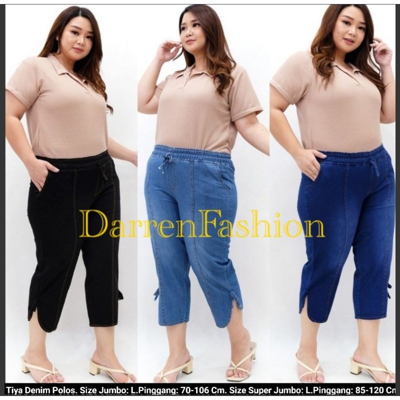 Celana Denim 7/9 Tiya Jumbo dan Super Jumbo . Celana 7/9 Big Size Murah . TIYA JUMBO MURAH