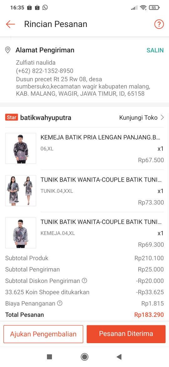 Kemeja Batik Pria • Motif Random • Baju Batik Pria Lengan Panjang • Atasan Tradisional Batik Pria
