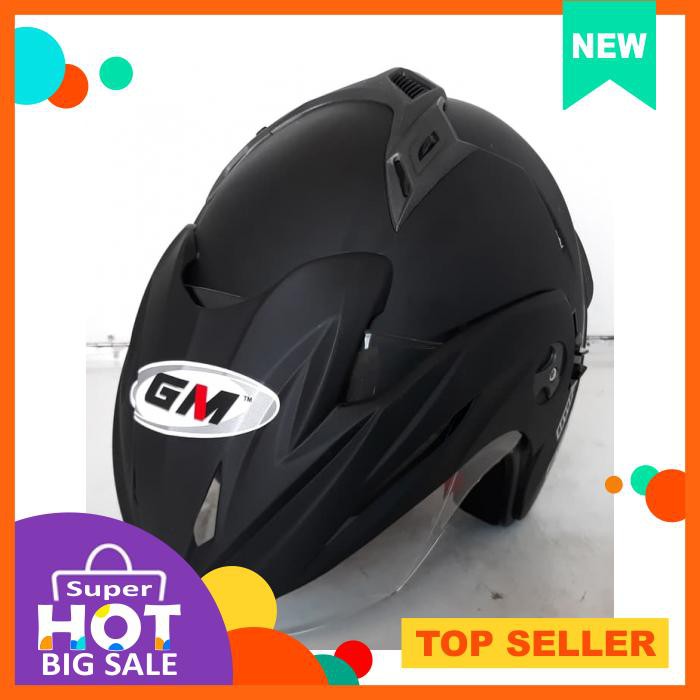 Helm Gm Imprezza Solid 2 Visor Black Doff Original